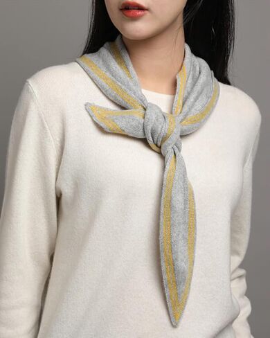 100% Cashmere Diamond-Shaped Small Neck Scarf, Super Soft Warm Knitted Neckerchief for Women Girls, Spring Autumn Versatile Triangle Scarf Short Knit Collar Scarves for All Seasons, Best Gift White in Saudi Arabia
