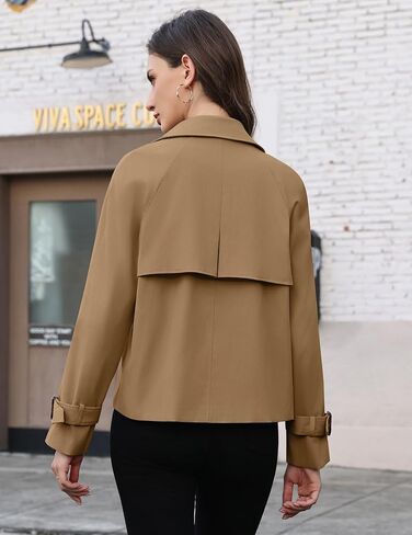 Agseem Womens Cost Trench Coat Coat عرضة مزدوجة الصدر الطويلة الطاغية السترات القصيرة مع جيوب أزياء الملابس الخارجية 2025 in Kuwait