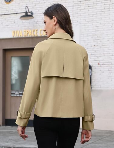 Agseem Womens Cost Trench Coat Coat عرضة مزدوجة الصدر الطويلة الطاغية السترات القصيرة مع جيوب أزياء الملابس الخارجية 2025 in Kuwait