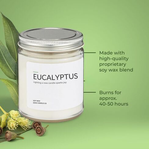 1OAK شمع الصويا الشمع المعطر (الأوكالبتوس) - شموع الصويا للمنزل المعطرة - قسط طويل الحرق - يدوي (7oz.) in Saudi Arabia