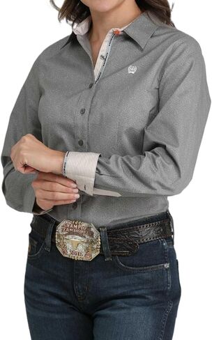 Cinch Women's Gray Paisley Print Shirt in Saudi Arabia