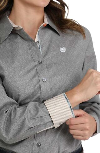 Cinch Women's Gray Paisley Print Shirt in Saudi Arabia