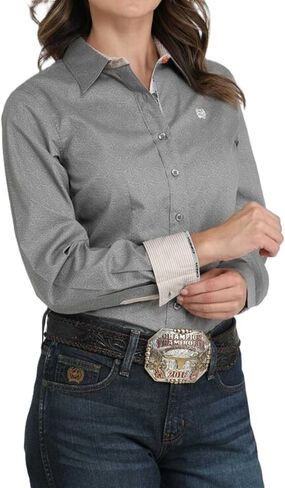 Cinch Women's Gray Paisley Print Shirt in Saudi Arabia