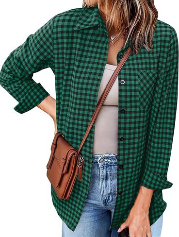 Zeagoo Long Sleeve Plaid Shirt for Women Button Down Shirts Buffalo Shackets Business Casual Blouses in Saudi Arabia