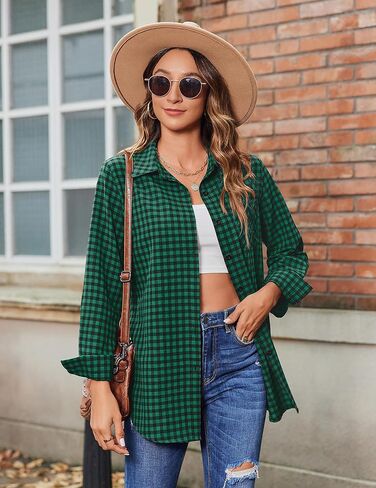 Zeagoo Long Sleeve Plaid Shirt for Women Button Down Shirts Buffalo Shackets Business Casual Blouses in Saudi Arabia