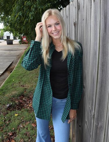 Zeagoo Long Sleeve Plaid Shirt for Women Button Down Shirts Buffalo Shackets Business Casual Blouses in Saudi Arabia