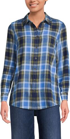 Lands' End Women's Flannel Boyfriend Fit Long Sleeve Shirt in Saudi Arabia