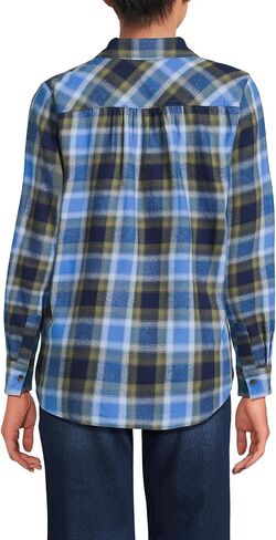 Lands' End Women's Flannel Boyfriend Fit Long Sleeve Shirt in Saudi Arabia