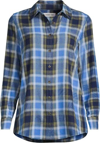 Lands' End Women's Flannel Boyfriend Fit Long Sleeve Shirt in Saudi Arabia