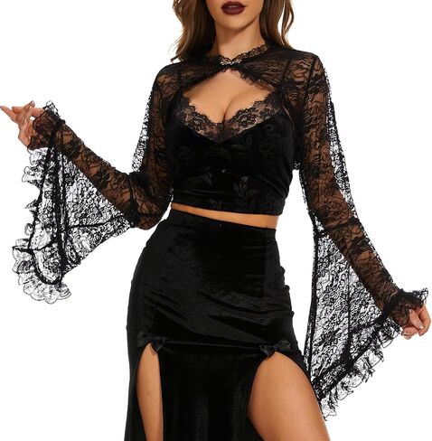 Zando Mesh Crop Tops for Women - Sexy Rave Outfits for Women Beloro Shurg See Through Top Sheer Long Sleeve Arm Cover Up in Saudi Arabia