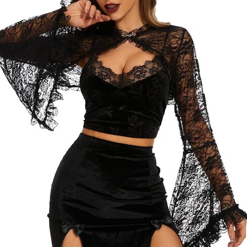 Zando Mesh Crop Tops for Women - Sexy Rave Outfits for Women Beloro Shurg See Through Top Sheer Long Sleeve Arm Cover Up in Saudi Arabia