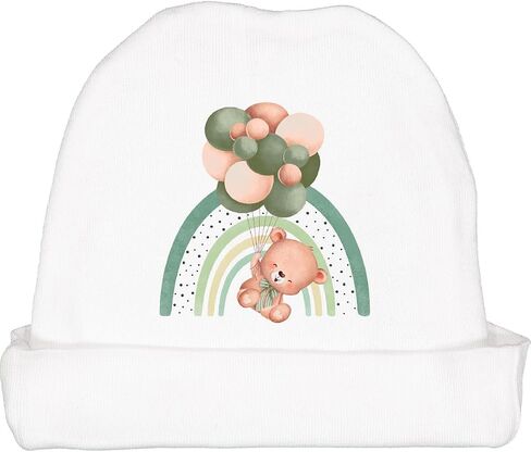 inktastic Teddy Bear, Cute, Bear with Green Balloons, Boho Baby Beanie Hat in Saudi Arabia