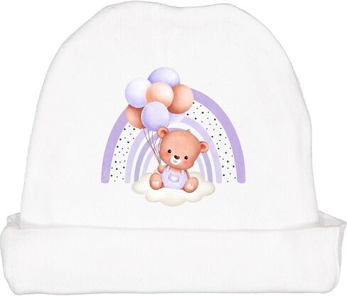 inktastic Cute Bear, Teddy, Bear with Purple Balloons, Boho Baby Beanie Hat in Saudi Arabia