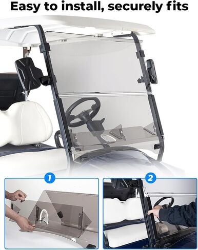 KEMIMOTO Golf Cart Windshield with Storage Basket Compatible with Club Car Precedent, Foldable Replacement Windshield, Anti-UV and Impact Resistant Acrylic, Tinted in Saudi Arabia