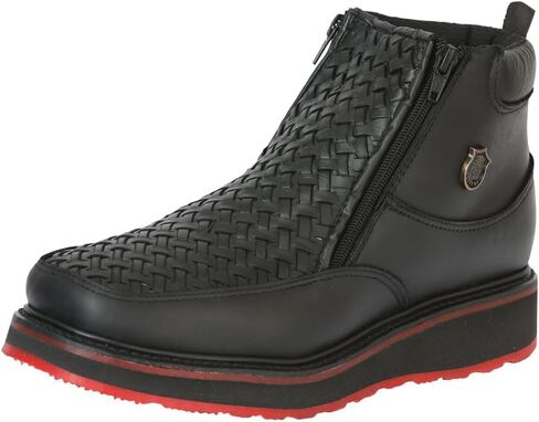 Sefeni Mens Double Zipper Shoe Crazy Leather - Black in Saudi Arabia