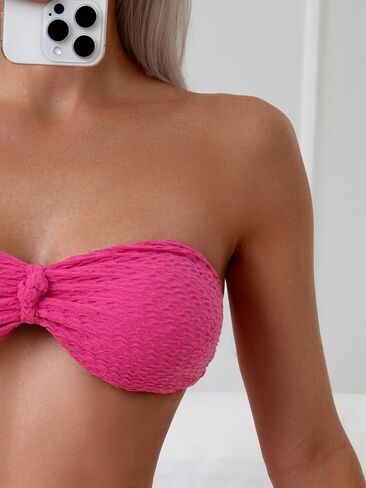 Ladies Solid Color Bikini Sexy Tube top Split Swimsuit in Saudi Arabia