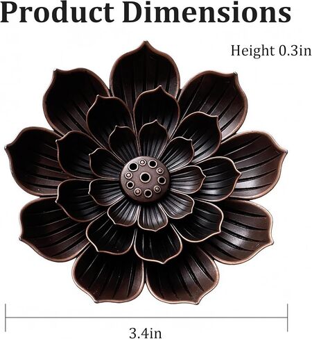 Large Bronze Lotus Multi-Hole Incense Holder, Metal Incense Burner Tray for Stick Cones, Vintage Aromatherapy Plate for Meditation Yoga Decor in Saudi Arabia