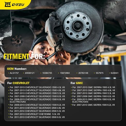 2pcs مستشعر سرعة ABS الخلفي ABS اليسار واليمين لعام 2007-2013 Chevy Silverado 1500 2500 3500 Cheyenne ، GMC Sierra - يحل محل 20938121 ، ALS1757 ، سائق ومسافر in Kuwait