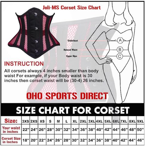 Women Underbust Corset Steel Boned Short Torso Waist Trainer Cincher Waspie Mesh Corset Joli-MC in Saudi Arabia