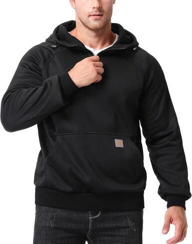 Men's Fashion Hoodie Fleece Warm Sweatshirt | Fleece-Lined Thickened Quarter-Zip Design Pullover Versatile in Saudi Arabia