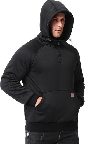 Men's Fashion Hoodie Fleece Warm Sweatshirt | Fleece-Lined Thickened Quarter-Zip Design Pullover Versatile in Saudi Arabia