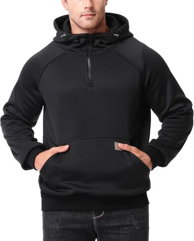 Men's Fashion Hoodie Fleece Warm Sweatshirt | Fleece-Lined Thickened Quarter-Zip Design Pullover Versatile in Saudi Arabia
