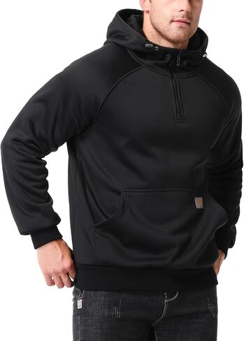 Men's Fashion Hoodie Fleece Warm Sweatshirt | Fleece-Lined Thickened Quarter-Zip Design Pullover Versatile in Saudi Arabia