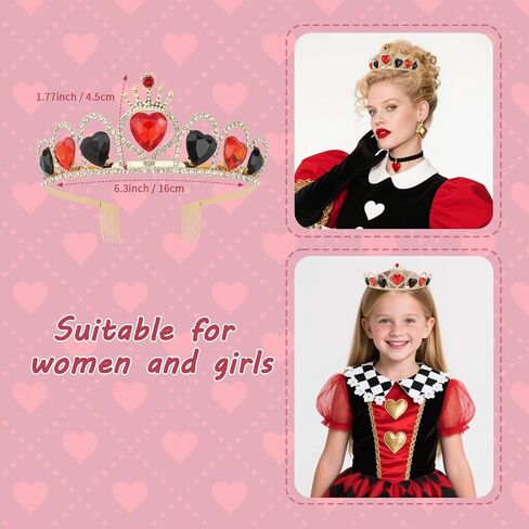 Semato Queen Hearts Crown Halloween Cosplay Girls Tiara Princess Costum in Saudi Arabia