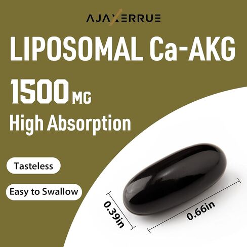 Liposomal Calcium AKG Supplement 1500 MG (Alpha-Ketoglutaric Acid), High Absorption, More Effective Than AAKG, Ca AKG for Longevity, Age Defense, Cellular Energy, Metabolic Function, 120 Softgels in Saudi Arabia