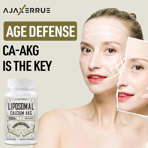 Liposomal Calcium AKG Supplement 1500 MG (Alpha-Ketoglutaric Acid), High Absorption, More Effective Than AAKG, Ca AKG for Longevity, Age Defense, Cellular Energy, Metabolic Function, 120 Softgels in Saudi Arabia