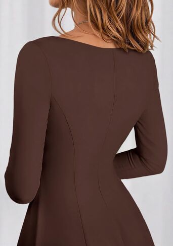 BTFBM Fall Dresses for Women 2025 Trendy Boat Neck Long Sleeve A Line Flowy Knit Loose Casual Elegant Party Maxi Dress in Saudi Arabia