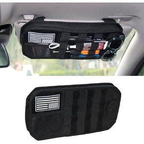 Tactical Sun Visor Organizer for Cars,Police Gear Truck Accessories with Zippered Storage Pouch, MOLLE Panel,Sunglasses holder Clip,Pens,Tools, Universal Fit for Trucks SUVs Police Patrol Cars in Saudi Arabia
