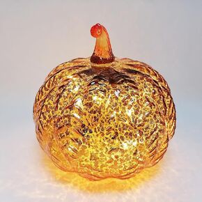 Mercury Glass Pumpkin Light with Timer, with 10 Fairy Lights Inside, Battery Operated Led Pumpkin Lamp, Ideal for Halloween Fall Decoration, Thanksgiving Rustic Decor, Xmas Décor (Silver) in Saudi Arabia