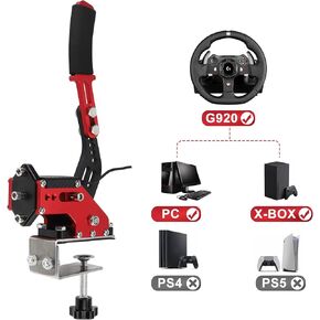 ترقية فرملة اليد USB 2 في 1 64 بت لـ G920 المتوافقة مع نظام Xbox/Xbox series S/Xbox series X + PC لألعاب السباق المحاكاة مع مستشعر القاعة غير المتصل (أسود + أحمر) in Kuwait