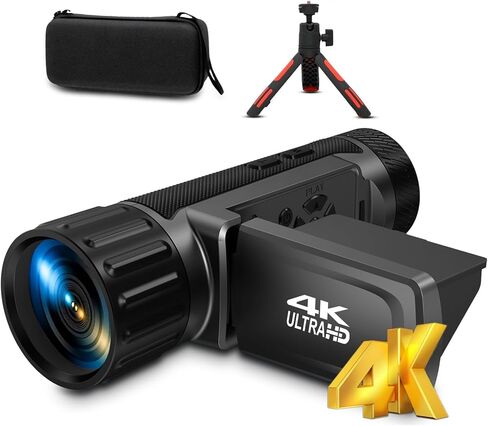 Digital Camcorder Video Camera 4K for Students Teens Beginner, 4K 60FPS Video Recorder 48MP Photo Video Camera Kit with Extral Mic, Remote, Memory Card in Saudi Arabia