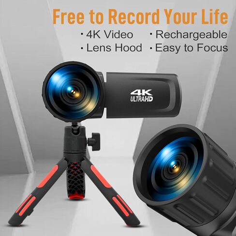 Digital Camcorder Video Camera 4K for Students Teens Beginner, 4K 60FPS Video Recorder 48MP Photo Video Camera Kit with Extral Mic, Remote, Memory Card in Saudi Arabia