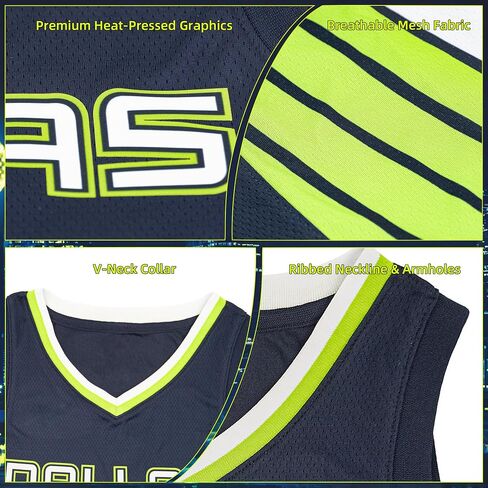 #5 قميص كرة السلة الأزرق البحرية | للجنسين Pro-Cut Fan Apparel | لهجات الجير الأخضر والأبيض in Saudi Arabia
