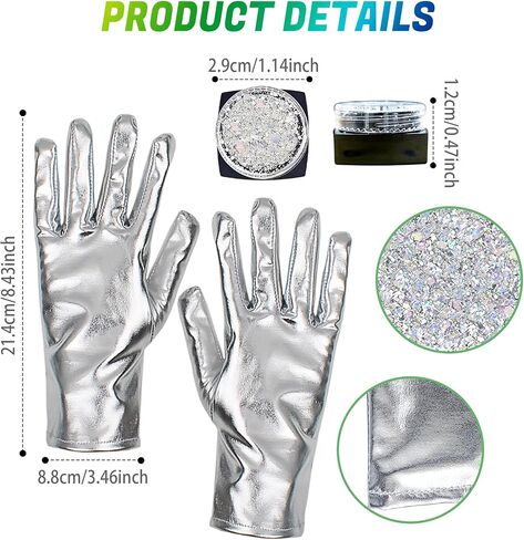 Alien Headband with Glasses, Holographic Glitter Alien Costume Accessories with Gloves for Women for Party Cosplay in Saudi Arabia