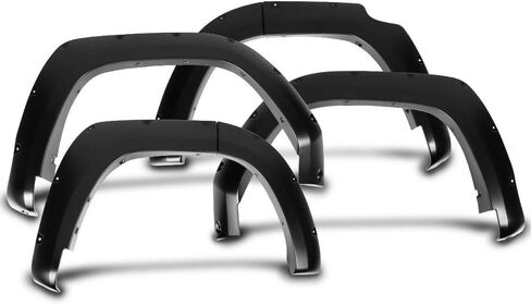 Ikon Motorsports Fender Flares متوافق مع 2014-2022 Toyota 4Runner (باستثناء الطرز المحدودة) ، طراز الجيب على غرار الأسود غير المصقول على واقي عجلة PP in Saudi Arabia