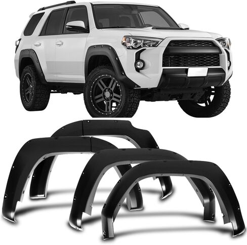 Ikon Motorsports Fender Flares متوافق مع 2014-2022 Toyota 4Runner (باستثناء الطرز المحدودة) ، طراز الجيب على غرار الأسود غير المصقول على واقي عجلة PP in Saudi Arabia