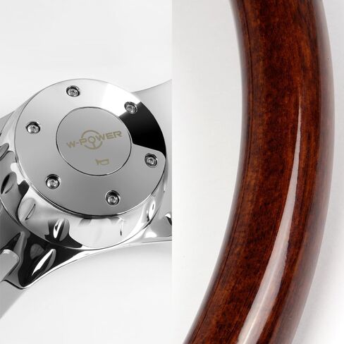 W-Power Universal 16 "406mm 2" Deep Deep 5-bolk 4-poke vering Wheet W/Horn Button ، Adms Car Mods INDIORSORIES ، Auto Parts Assolbly (Chrome Center/Dark Wood Grip) in Kuwait