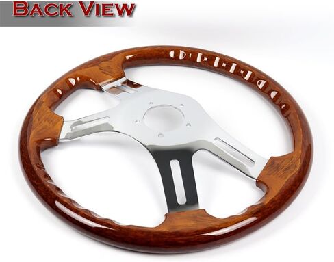 W-Power Universal 16 "406mm 2" Deep Deep 5-bolk 4-poke vering Wheet W/Horn Button ، Adms Car Mods INDIORSORIES ، Auto Parts Assolbly (Chrome Center/Dark Wood Grip) in Kuwait