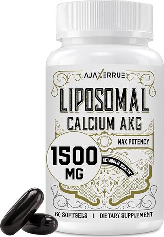 Liposomal Calcium AKG Supplement 1500 MG (Alpha-Ketoglutaric Acid), High Absorption, More Effective Than AAKG, Ca AKG for Longevity, Age Defense, Cellular Energy, Metabolic Function, 120 Softgels in Saudi Arabia