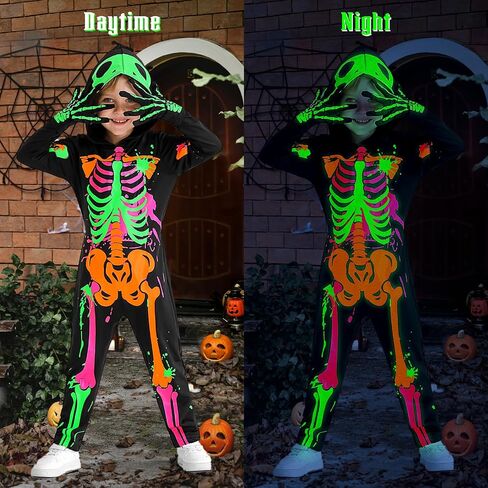 Weixinbuy Kids Halloween Halloween Skeleton Comples Toddler Luminous Scary Skull Bones Phemsuit Gull في الزي المظلم للطفل in Saudi Arabia