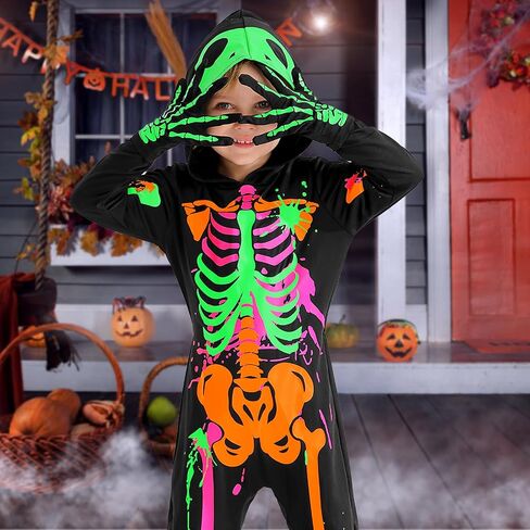 Weixinbuy Kids Halloween Halloween Skeleton Comples Toddler Luminous Scary Skull Bones Phemsuit Gull في الزي المظلم للطفل in Saudi Arabia