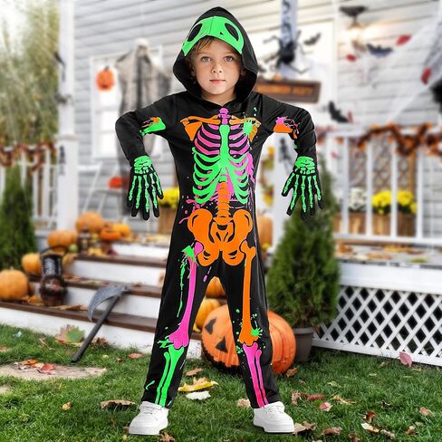 Weixinbuy Kids Halloween Halloween Skeleton Comples Toddler Luminous Scary Skull Bones Phemsuit Gull في الزي المظلم للطفل in Saudi Arabia