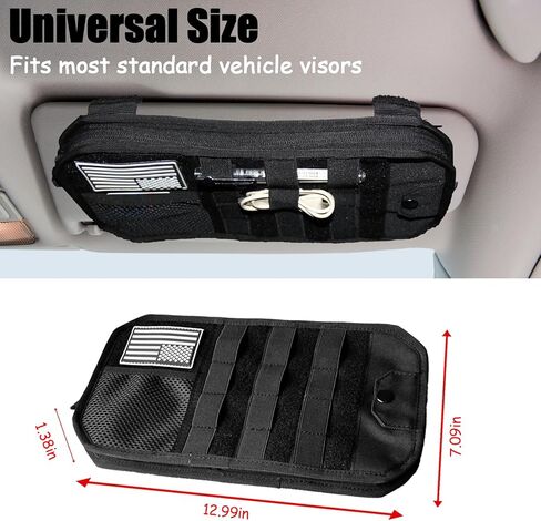 Tactical Sun Visor Organizer for Cars,Police Gear Truck Accessories with Zippered Storage Pouch, MOLLE Panel,Sunglasses holder Clip,Pens,Tools, Universal Fit for Trucks SUVs Police Patrol Cars in Saudi Arabia