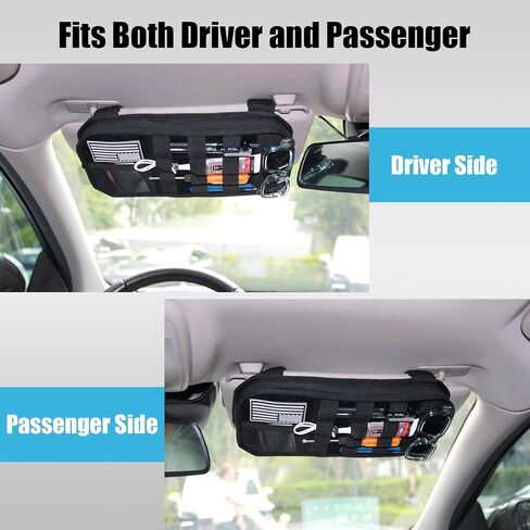 Tactical Sun Visor Organizer for Cars,Police Gear Truck Accessories with Zippered Storage Pouch, MOLLE Panel,Sunglasses holder Clip,Pens,Tools, Universal Fit for Trucks SUVs Police Patrol Cars in Saudi Arabia