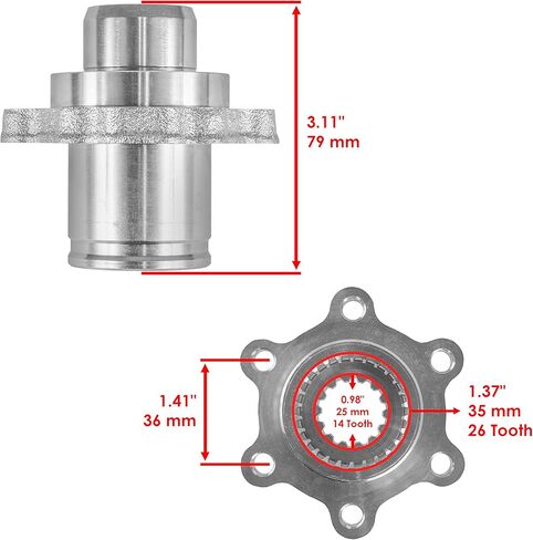 Caltric Rear Differential Drive Shaft Boss Compatible with Yamaha Grizzly 660 YFM660F 4X4 2002 2003 2004 2005 2006-2008 in Saudi Arabia