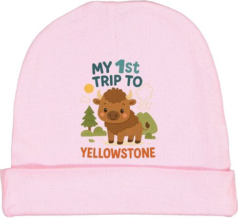 inktastic My 1st Trip to Yellowstone Bison Adventure Baby Beanie Hat in Saudi Arabia